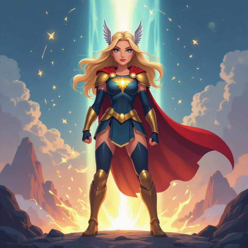 She-Thor Radiating Energy on Bifrost