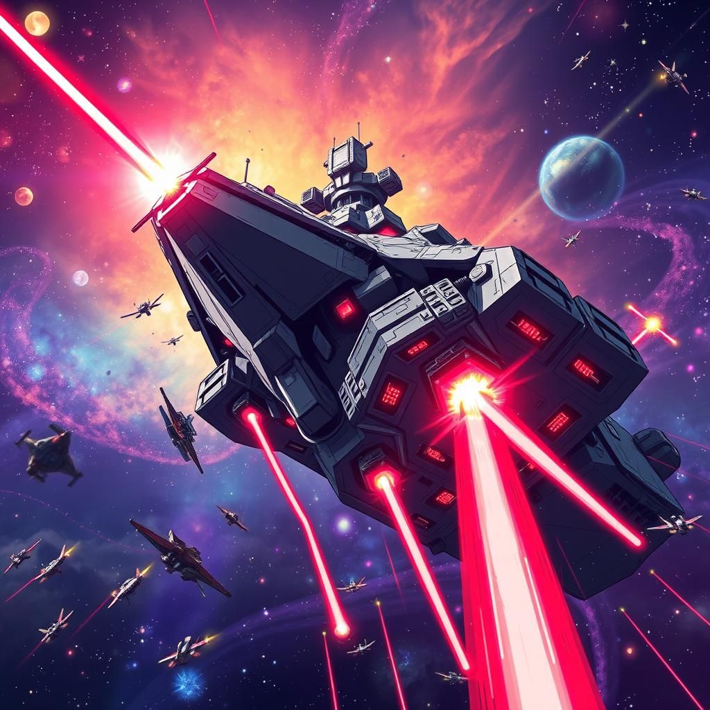 Colossal Space Battleship in Studio Trigger Style