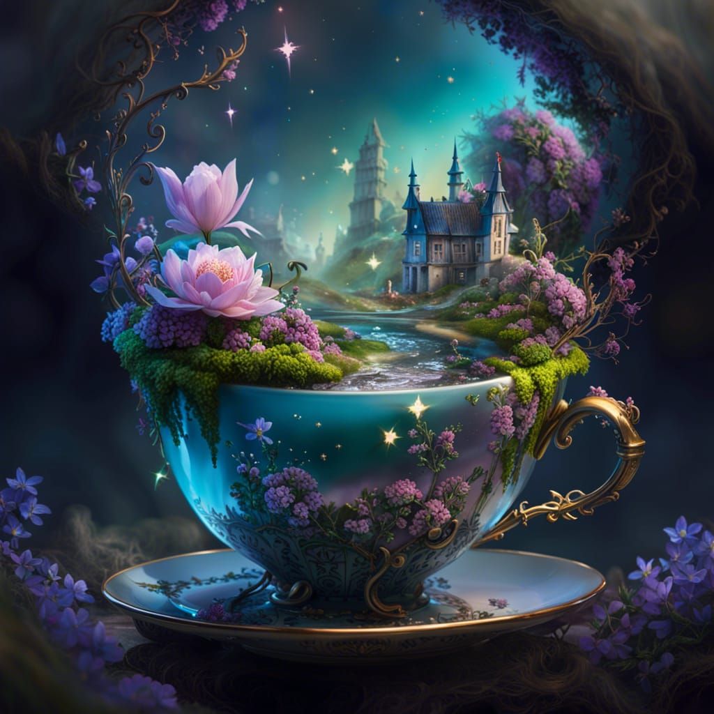 Miniature Spring Fantasy World in a Teacup