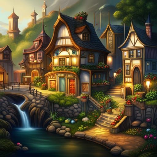 Hyperrealistic Fairy Town Concept Art