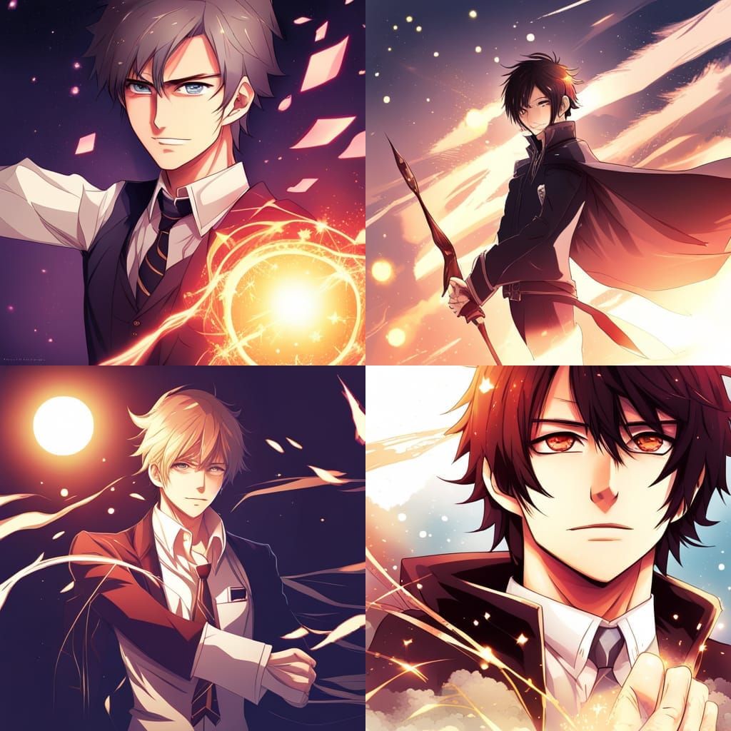 Magical Anime Man in Japanese Manga Style