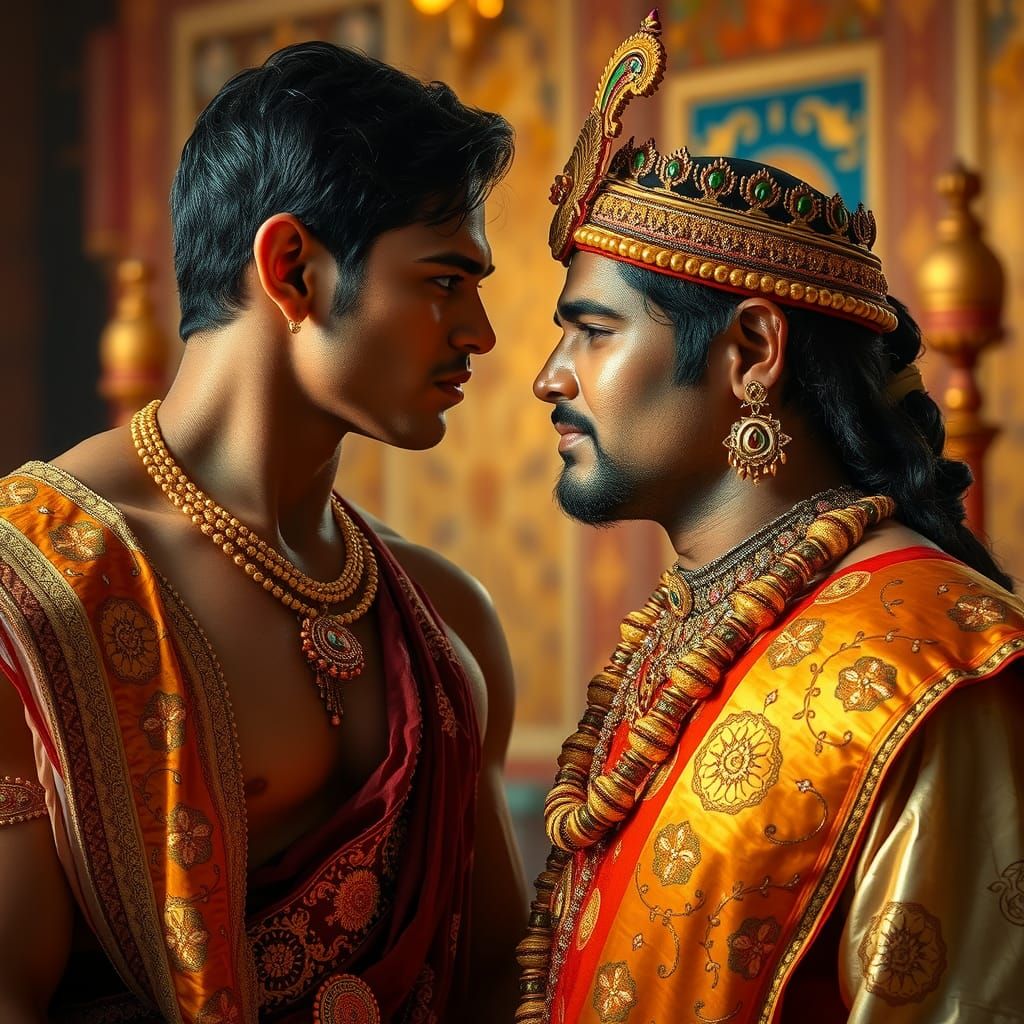 Regal South Indian King in Ornate Palace: Hyper-Realistic Ar...