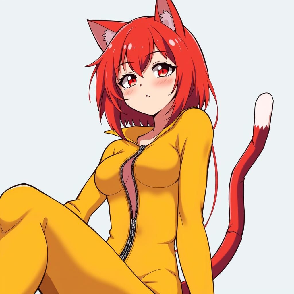 Anime-Inspired Redhead Catwoman in Vibrant Colors