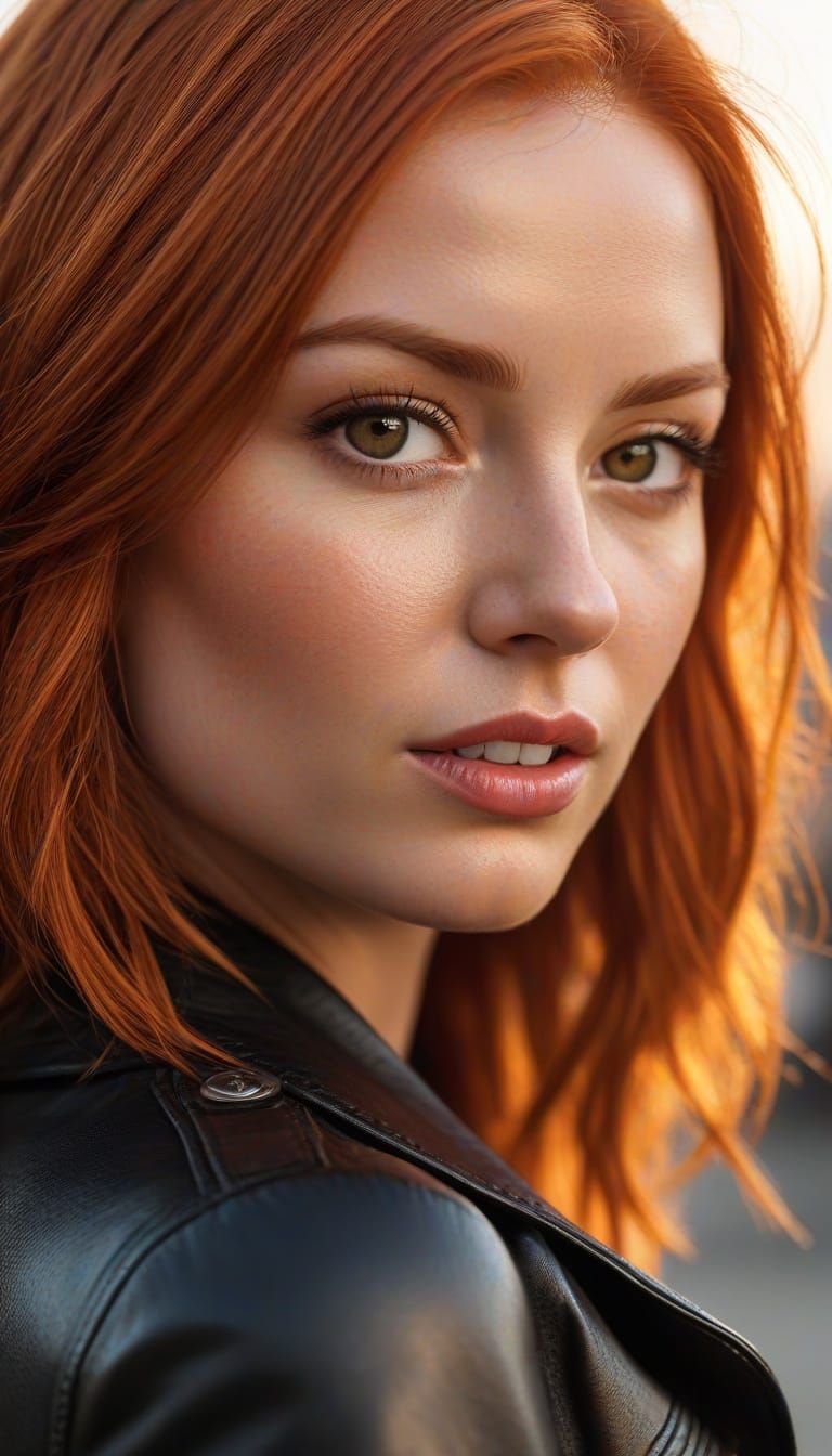 Photorealistic Portrait of a Red-Haired Woman