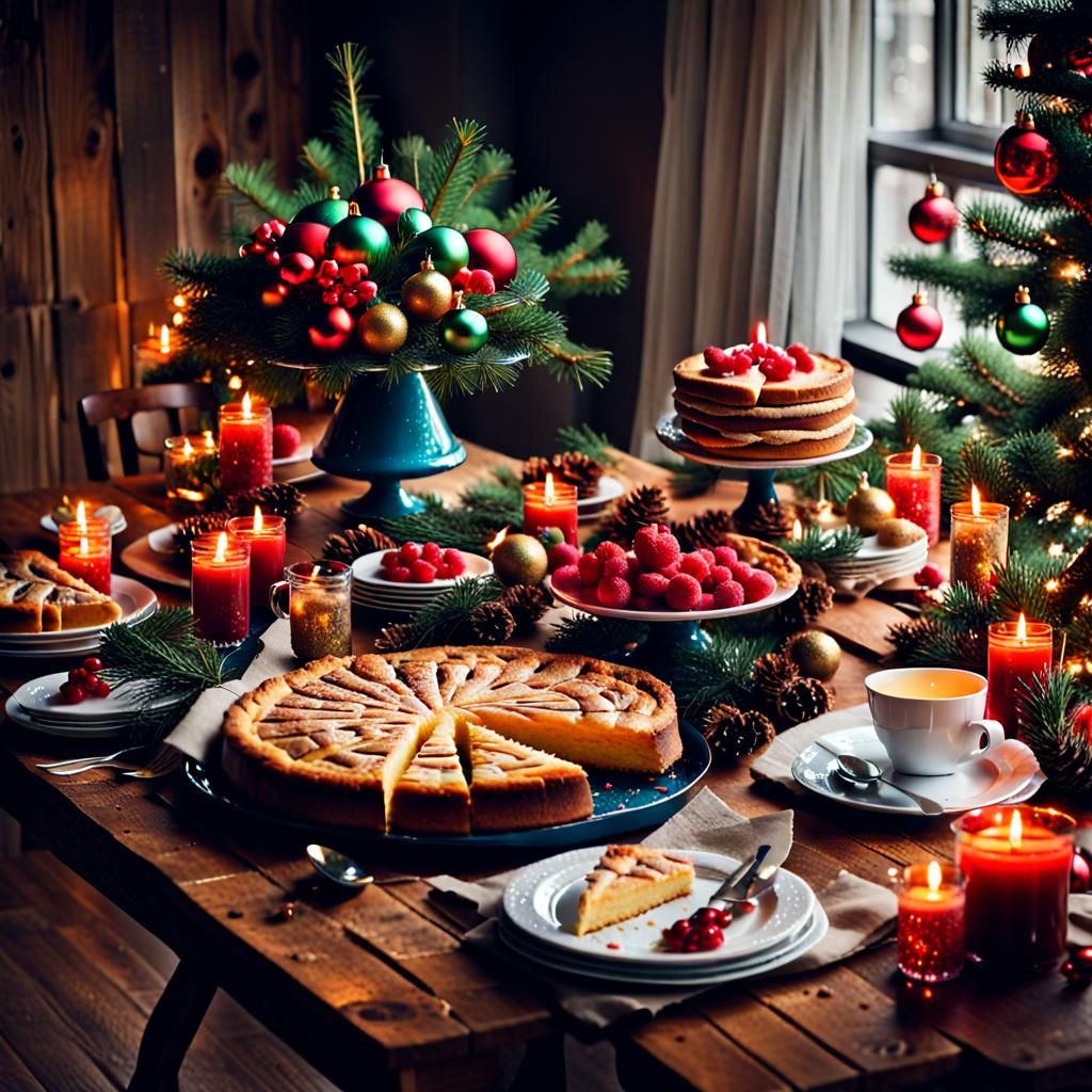 Winter Wonderland Christmas Feast in a Cozy Wooden Cabin