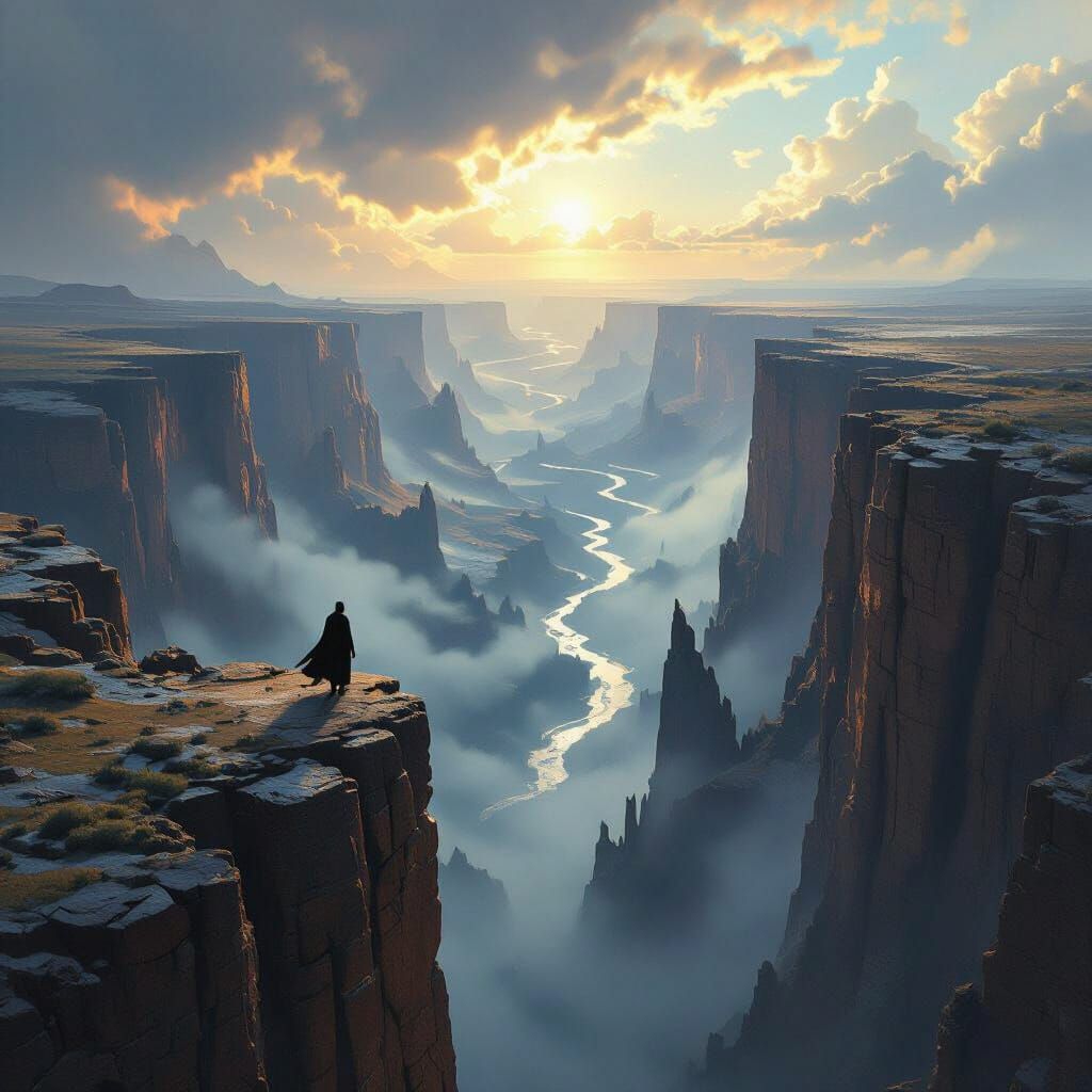 Dramatic Canyon Vista Inspired by Romantic Landscape Art