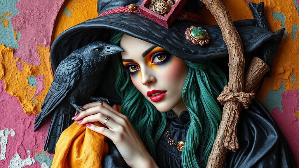 witch with raven