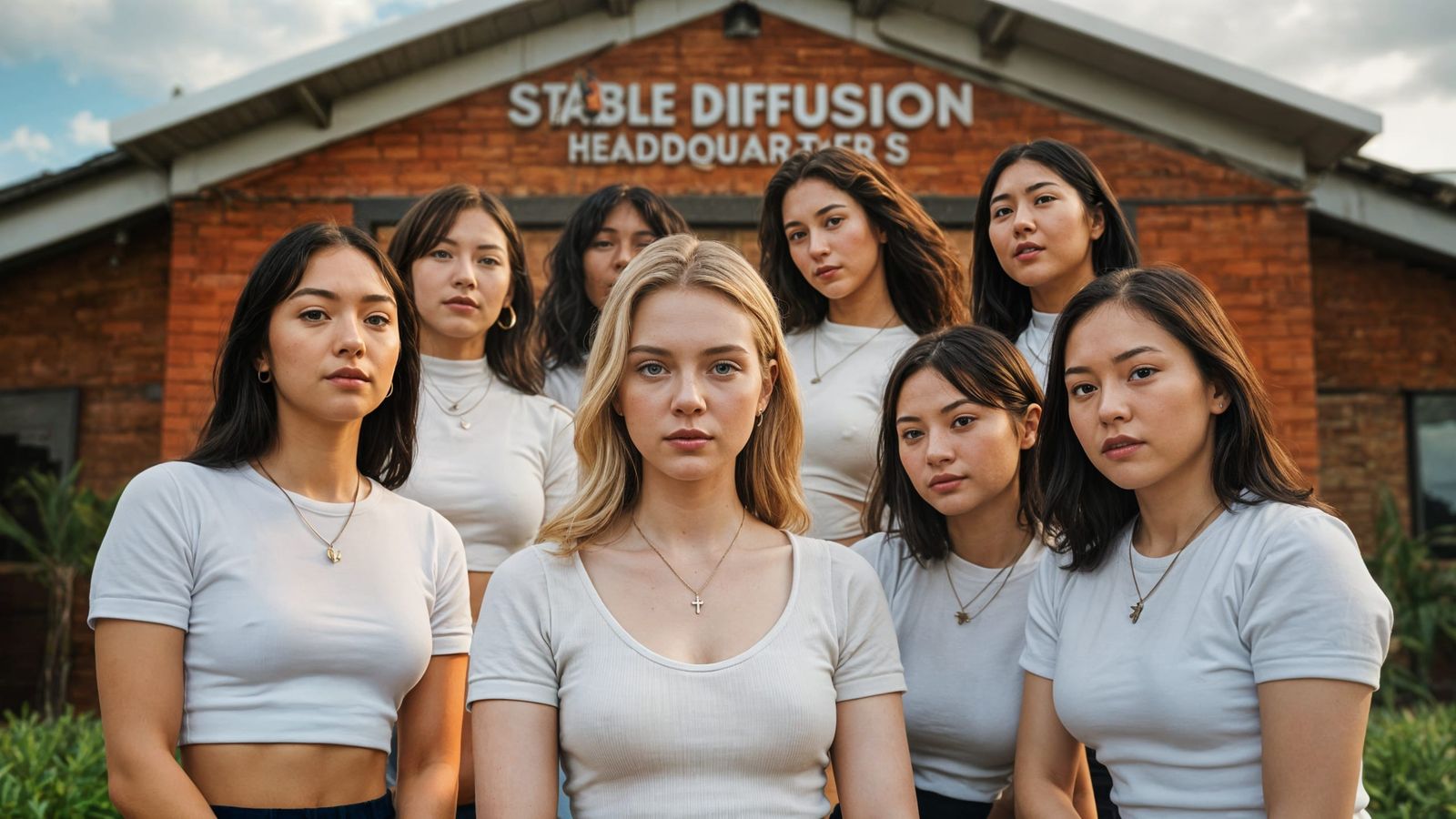Women Posing at Stable Diffusion Headquarters
