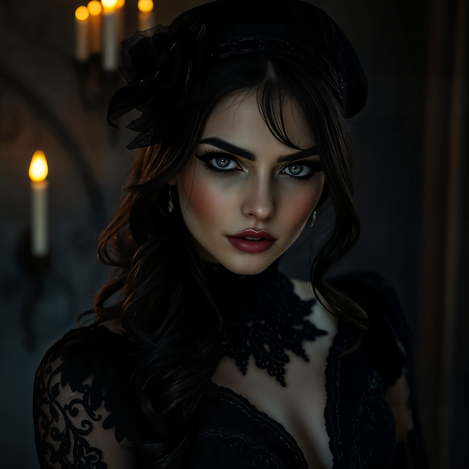 Gothic Woman Portrait in Art Nouveau Style