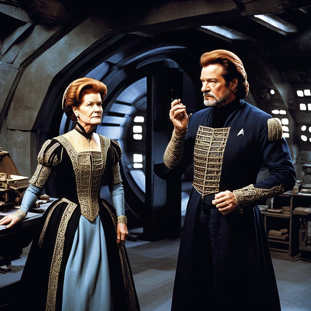 Star Trek Voyager Mash-up: Janeway & Q in Period Dress