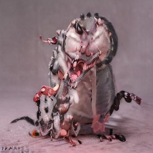 Possum Biting Tick in Pixar-Inspired 3D Art