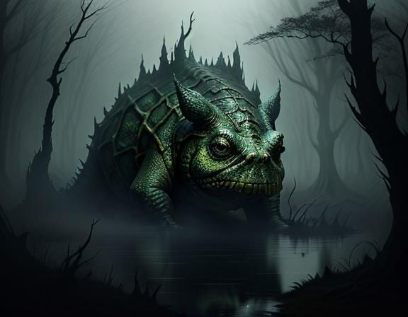 Bullywug in Murky Swamp: Dark Fantasy Portrait