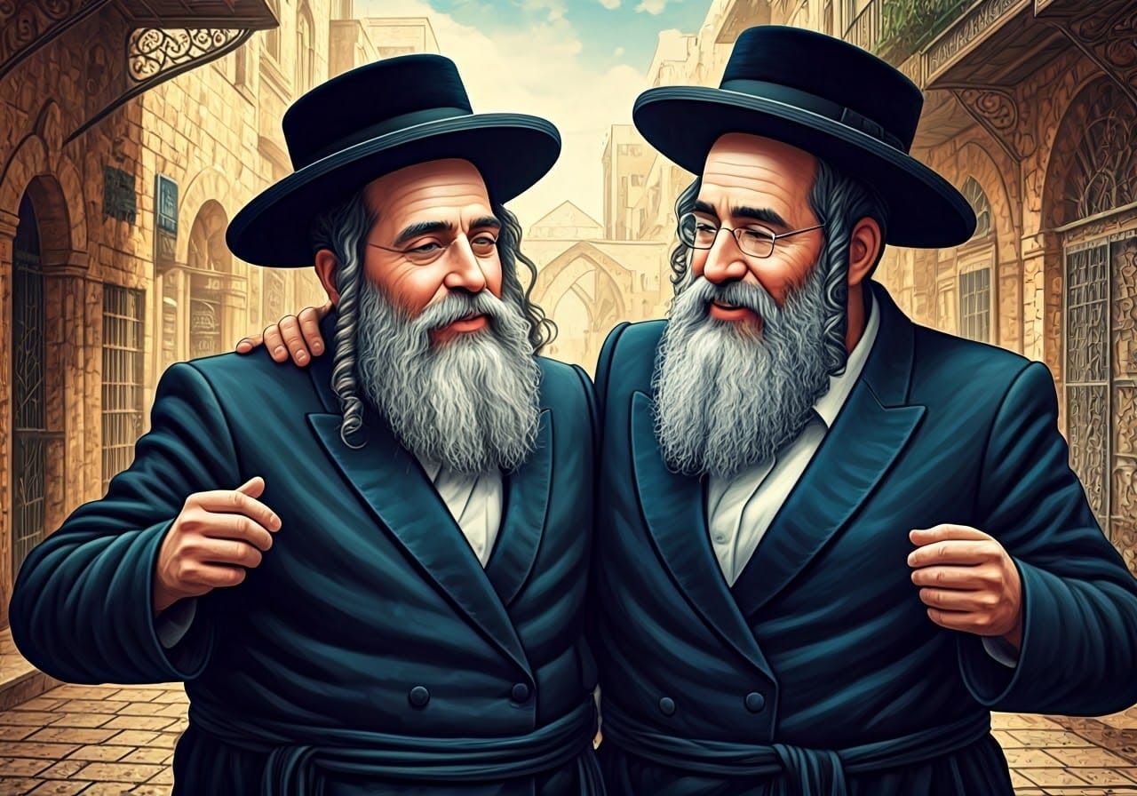 Hasidic Jews Celebrate in Jerusalem: Hyperrealistic Splash A...