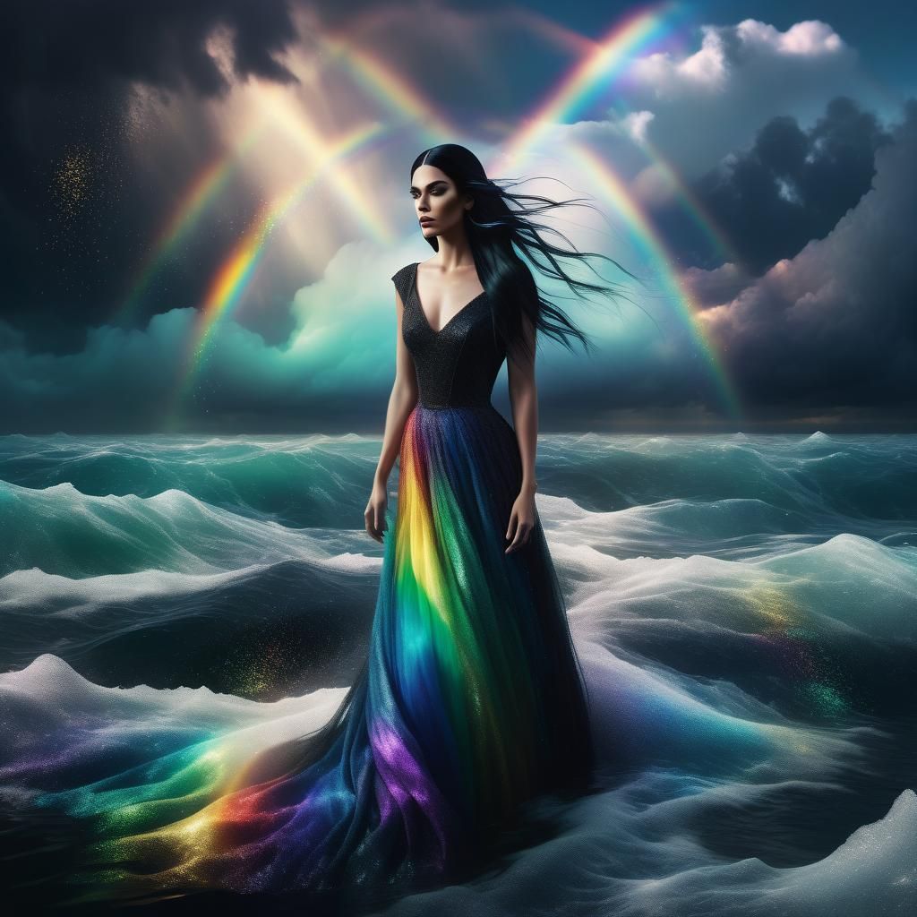 Dramatic Rainbow Sky Reflected in Water