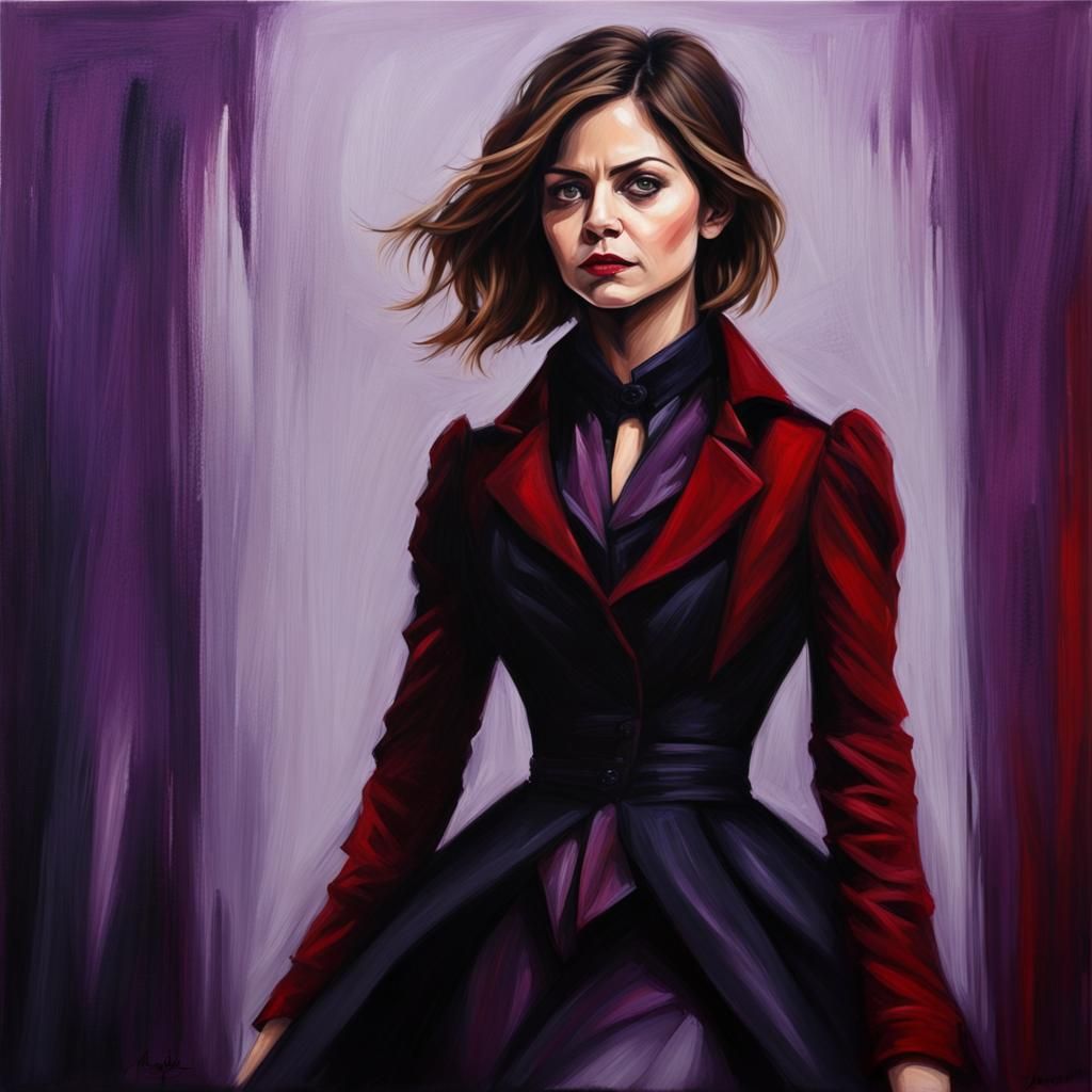 Gothic Victorian Woman in Motion as Impasto Painting