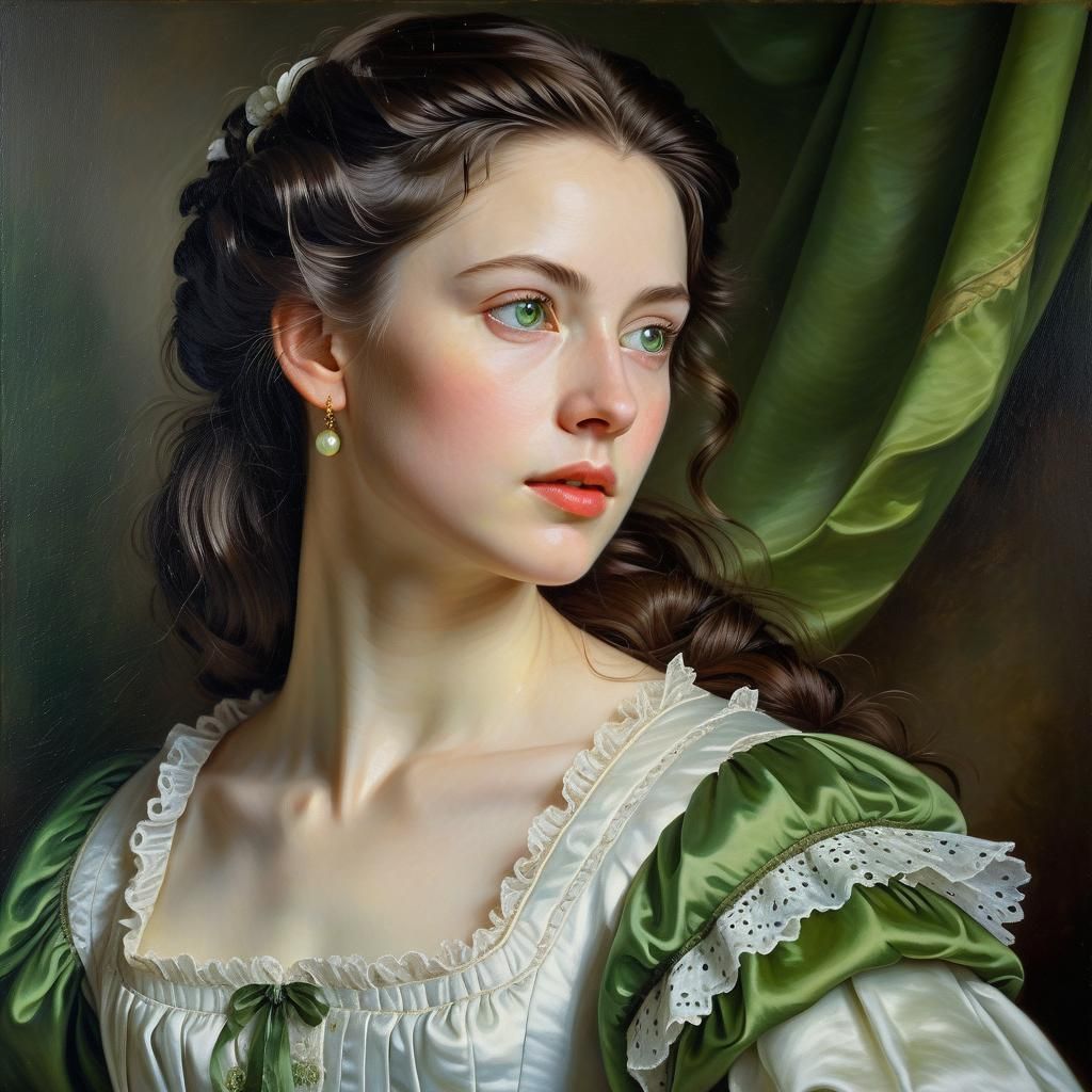 Rococo Portrait of a Beautiful Woman in Oil