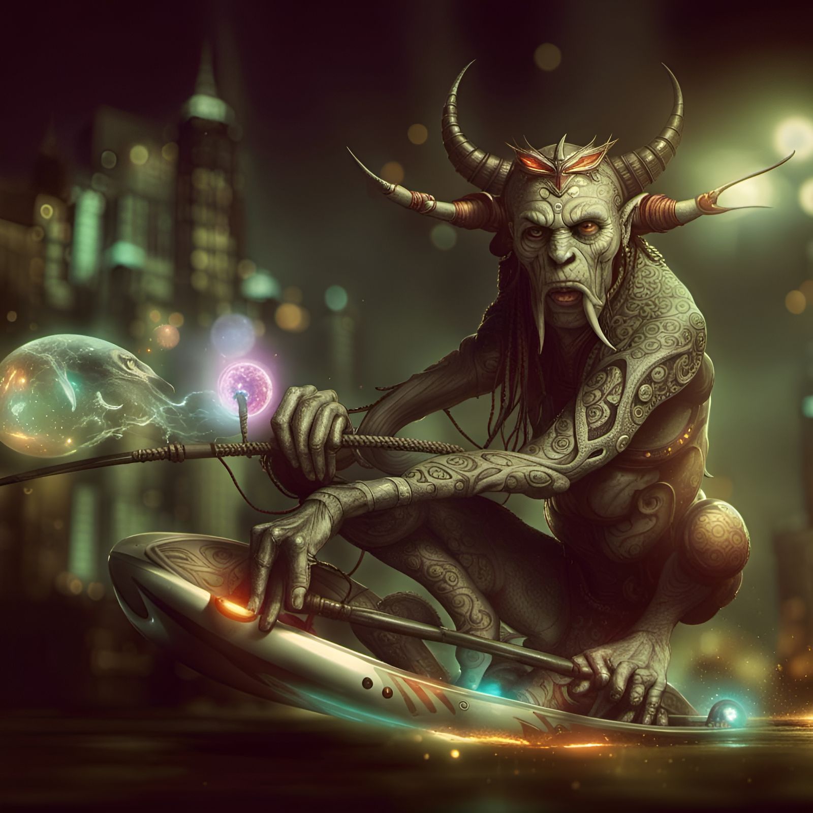 Futuristic Cityscape with Bizarre Creatures in 8K