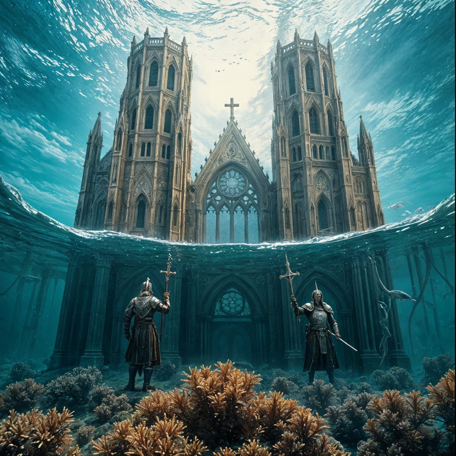 Submerged Cathedral Guarded by Knights Templar