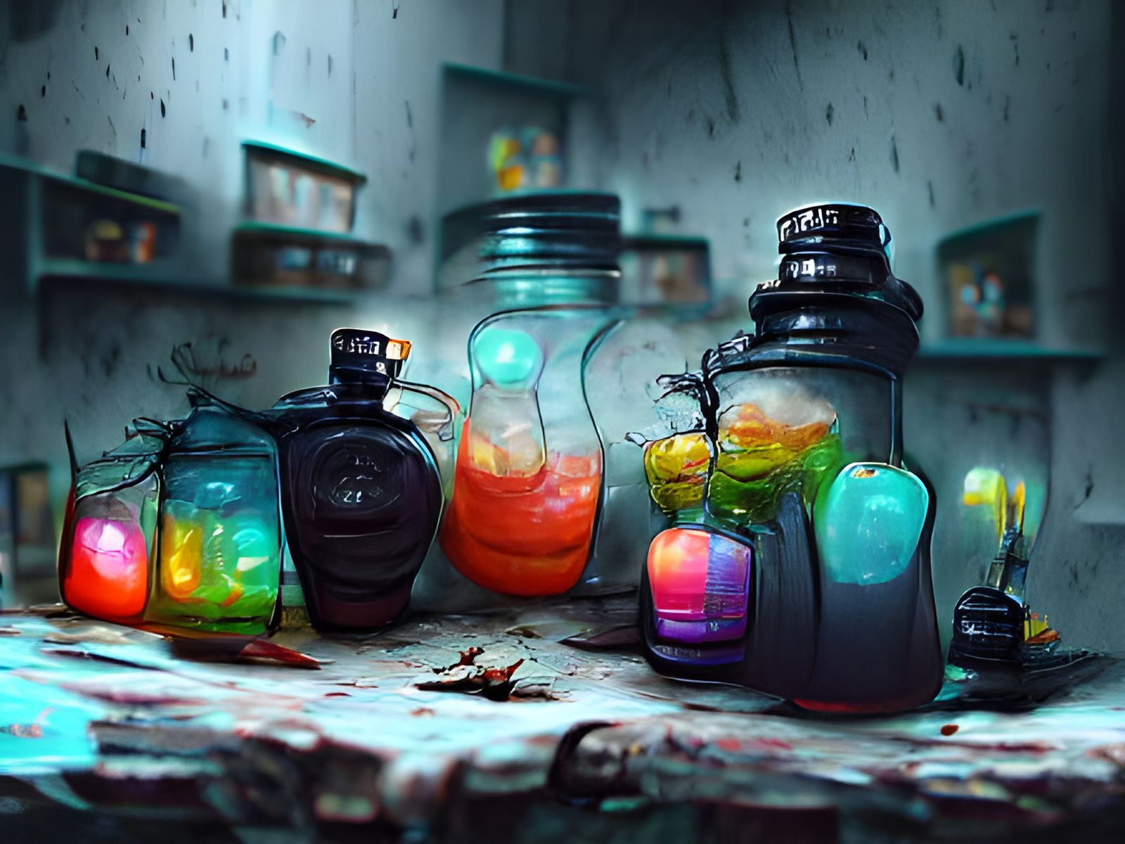 Potions and Magic Trapped in Jars: 8K Resolution