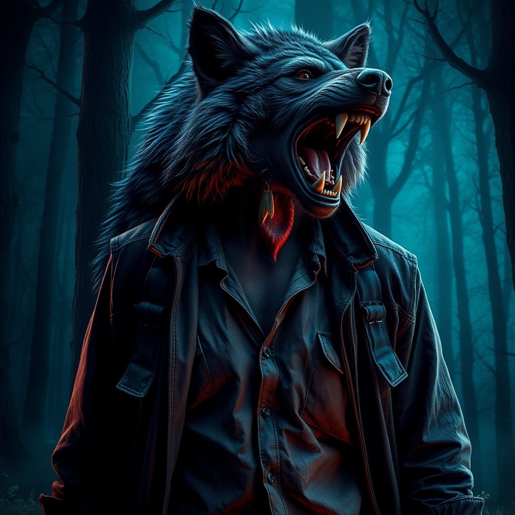 Werewolf Transformation in Mystical Forest: Fantasy Concept ...