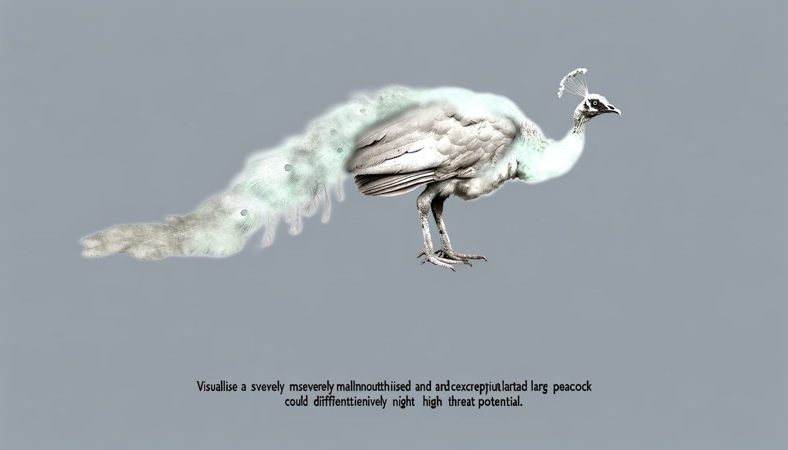 Malnourished Ghost Peacock with Missing Tail Feather