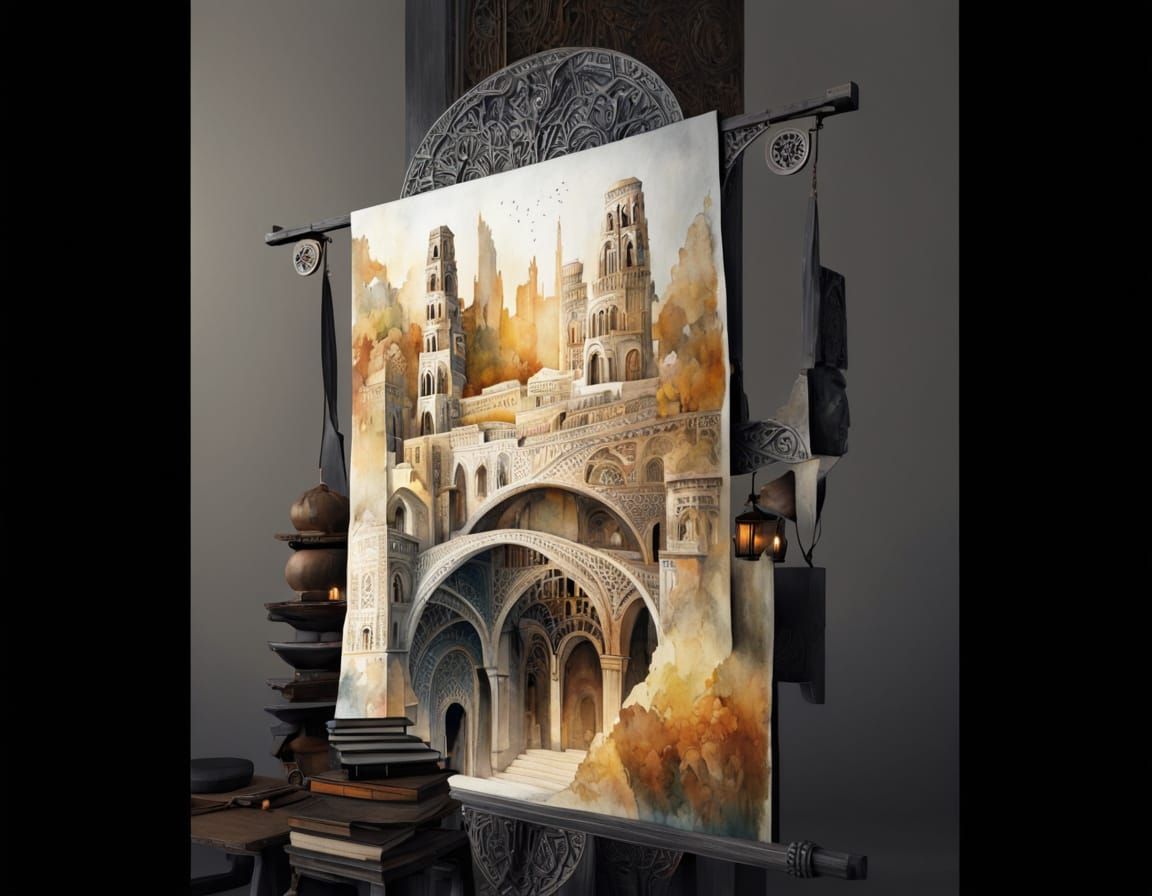 Oddly displayed watercolor painting