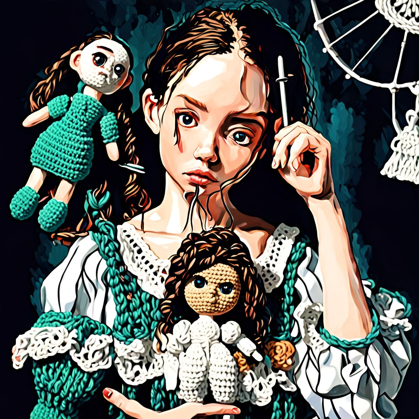 Hyperrealistic Crochet Human with Doll Eyes