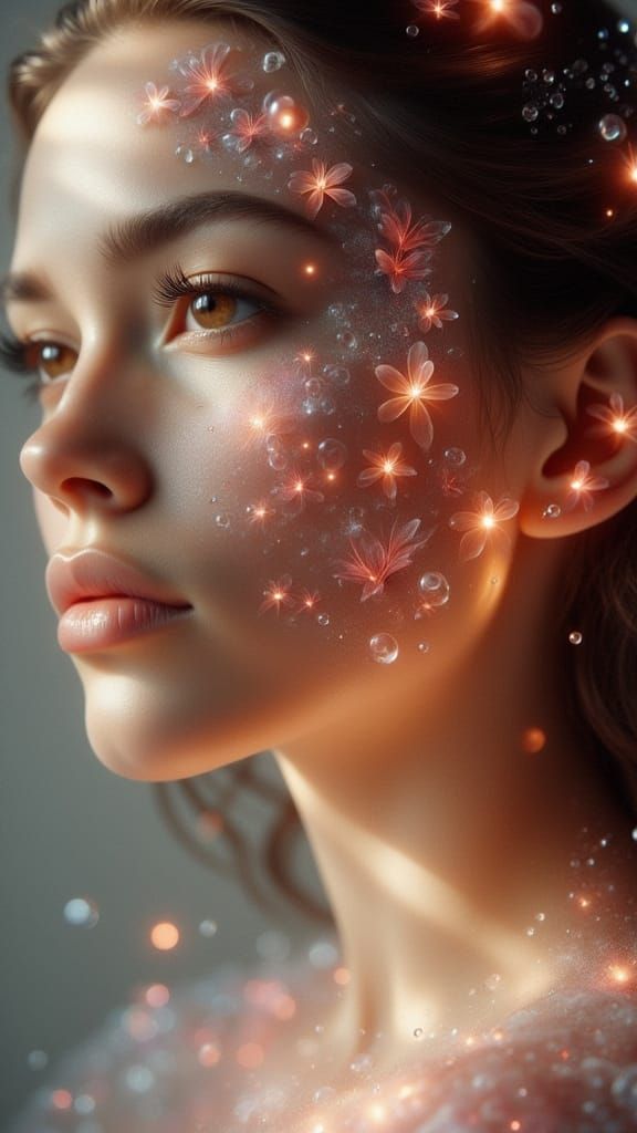 <lora:Dreamy Enchantment:1.0> A hyper-realistic woman with g...