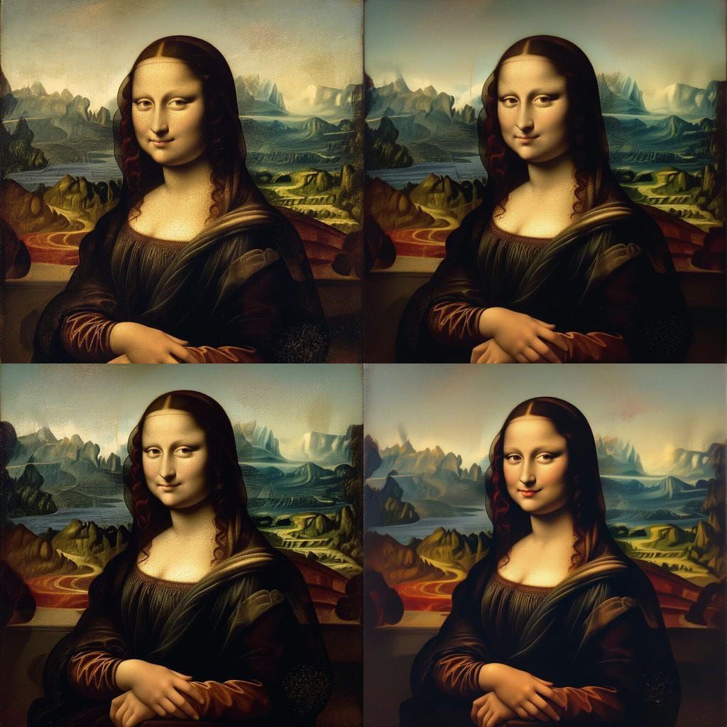 Mona Lisa Recreation in Classic Oil Painting Style