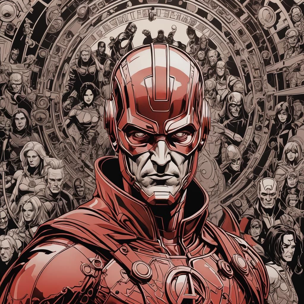 Red Avengers Comic Book Cover in Pop Art Style