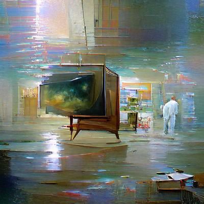 Television in Oil Painting Style