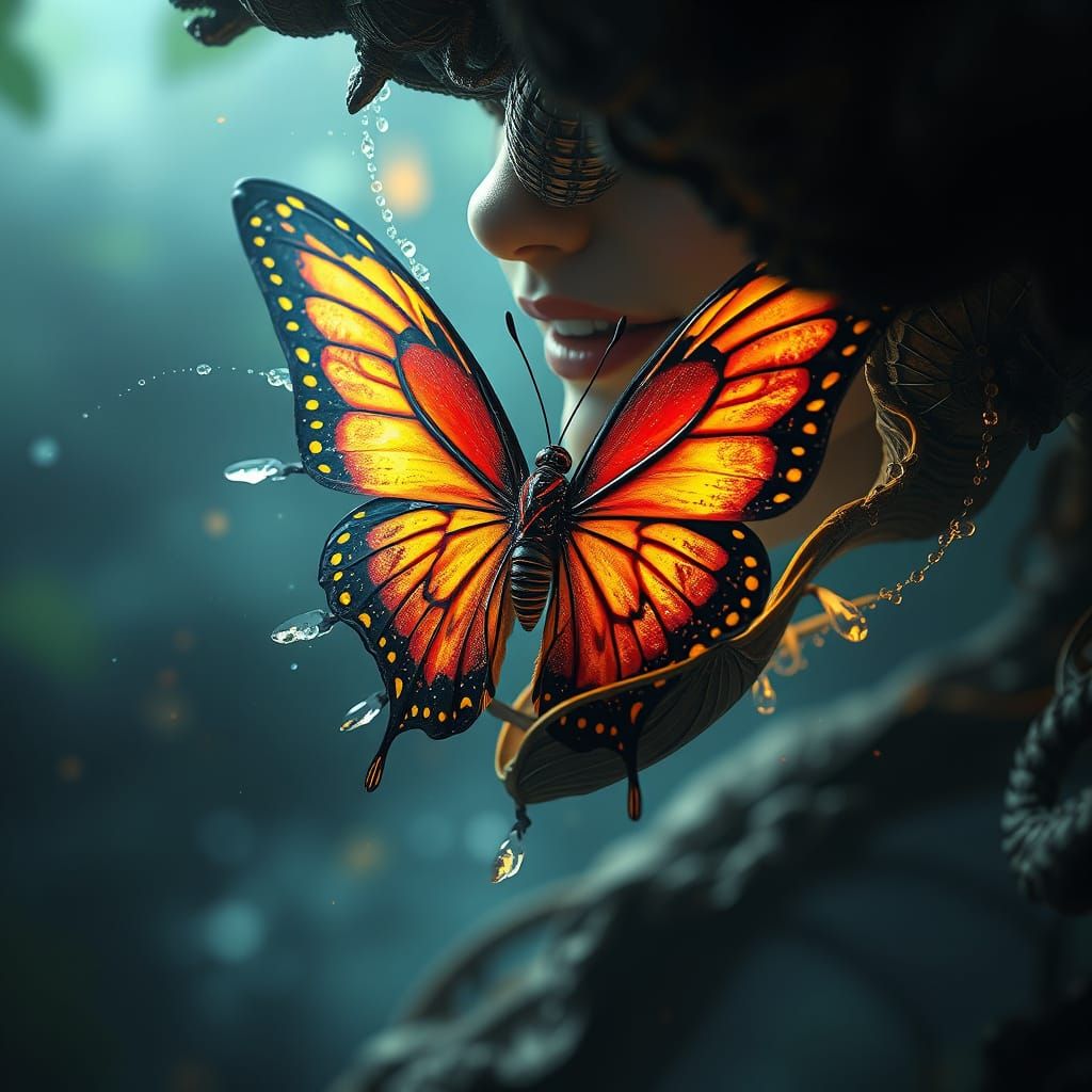 Human Butterfly Emerge from Cocoon in Stunning Fantasy Scene