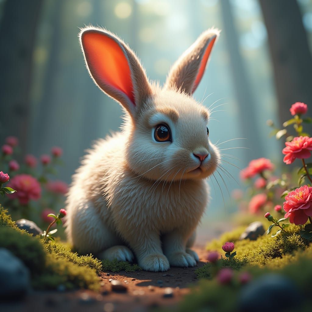 Majestic Disheveled Bunny in Lush Environment