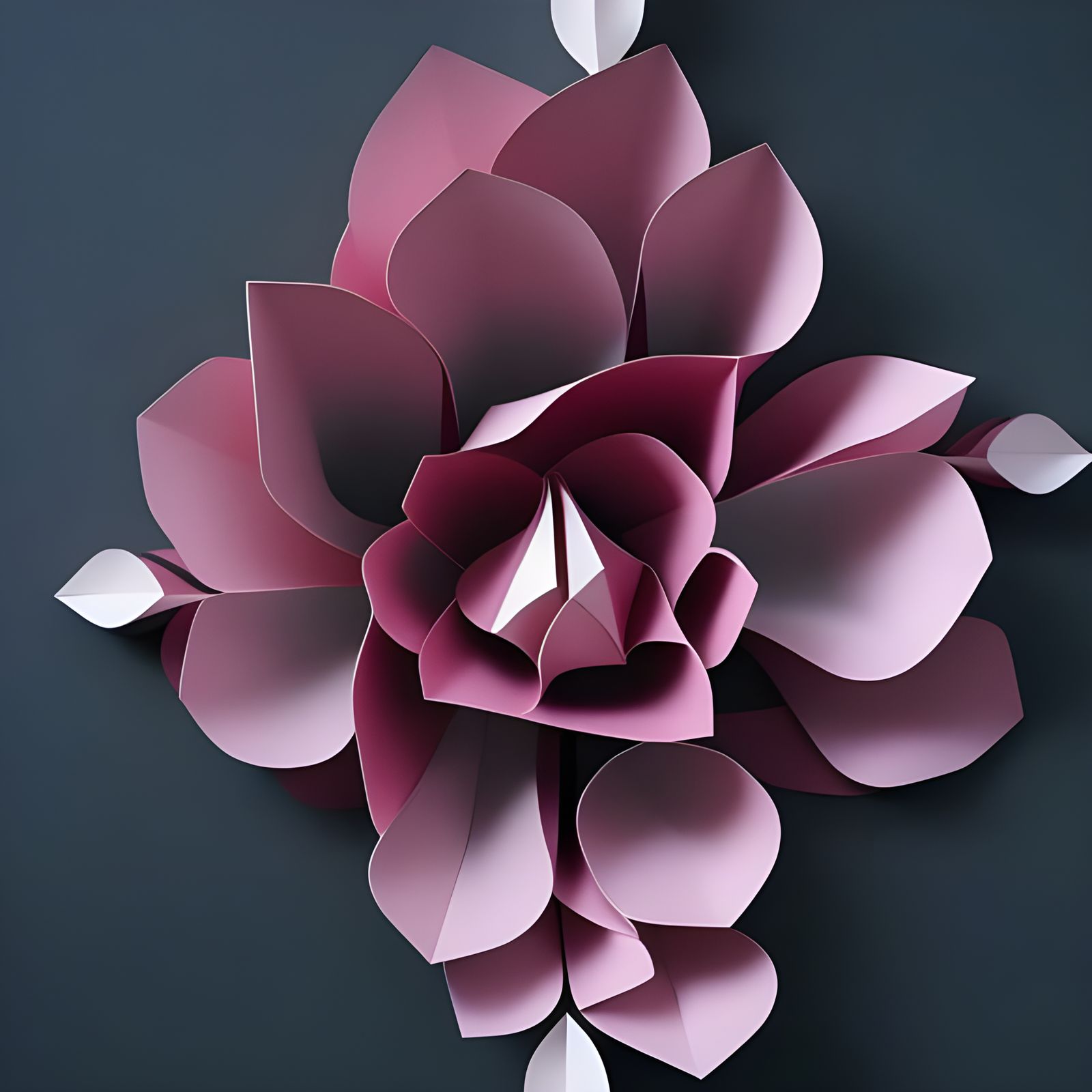 Symmetrical Paper Flower Sculpture in Pink and White