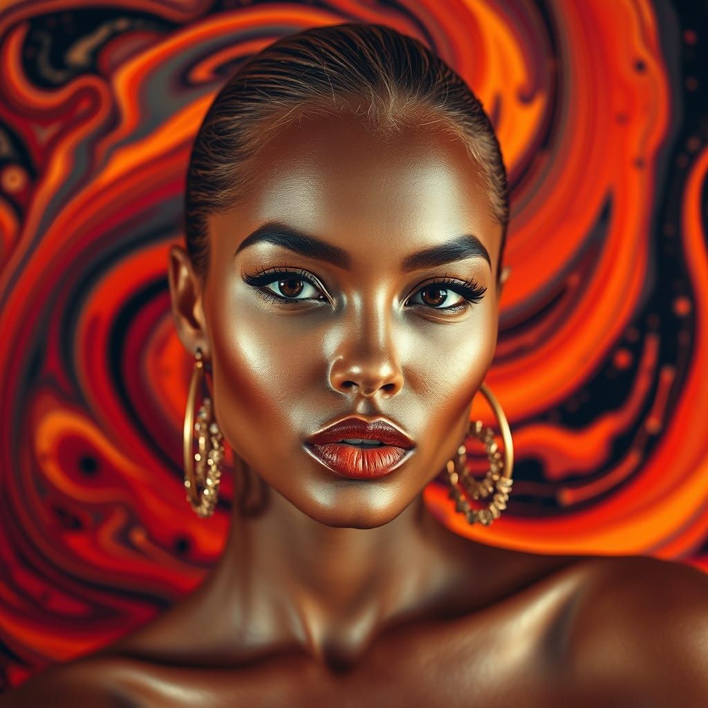 Modern Supermodel Portrait in Vibrant Warm Tones