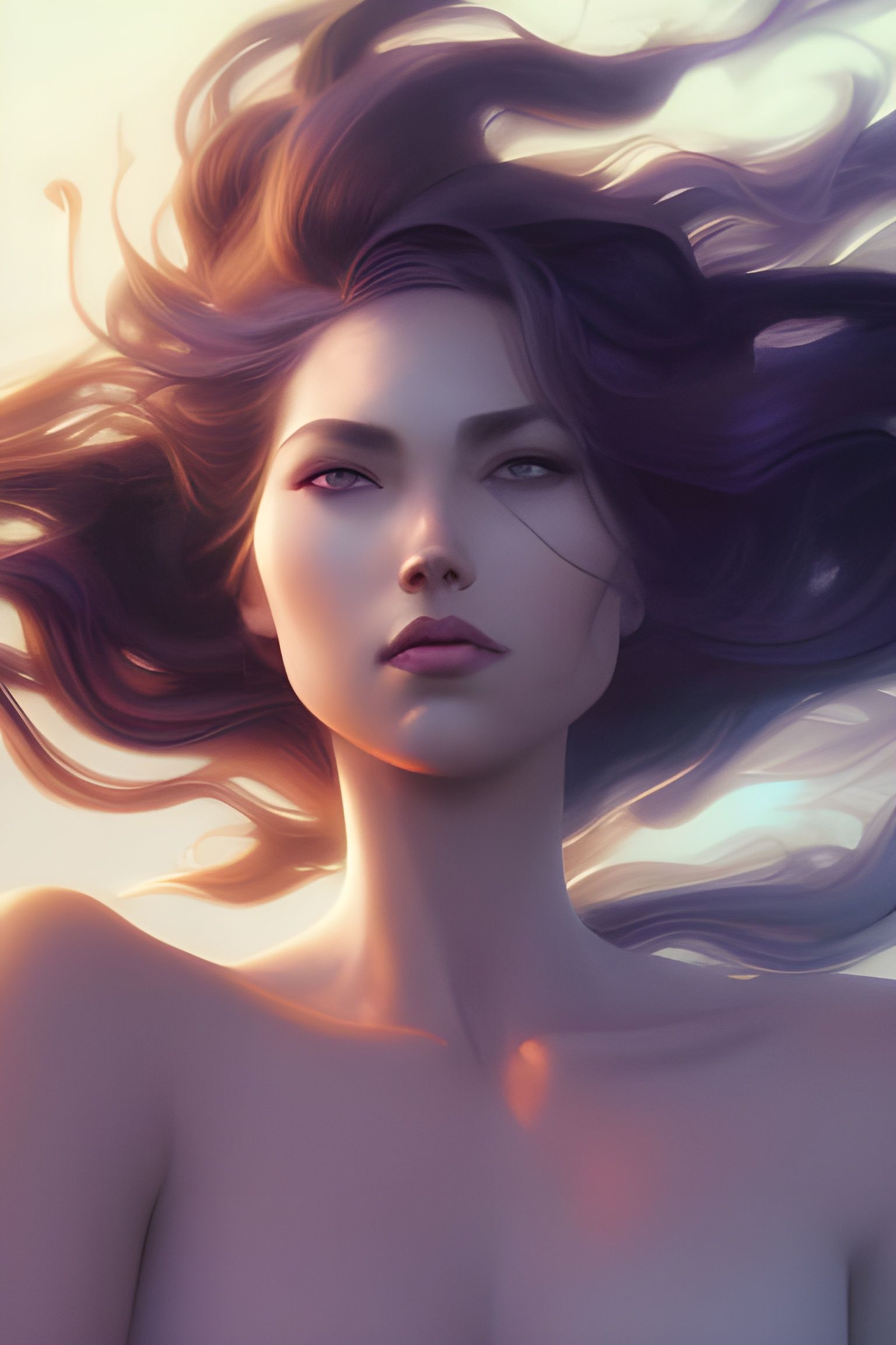 Ocean Hair Portrait in Hyperdetailed Digital Art