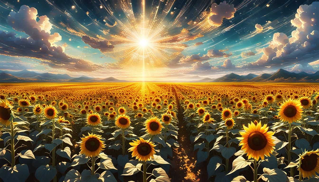 Glass Sunflower Field in Clouds, Donghua Art