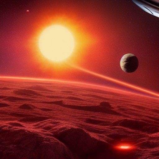 Red Dwarf Planet with Sun Reflecting Deflector Dishes