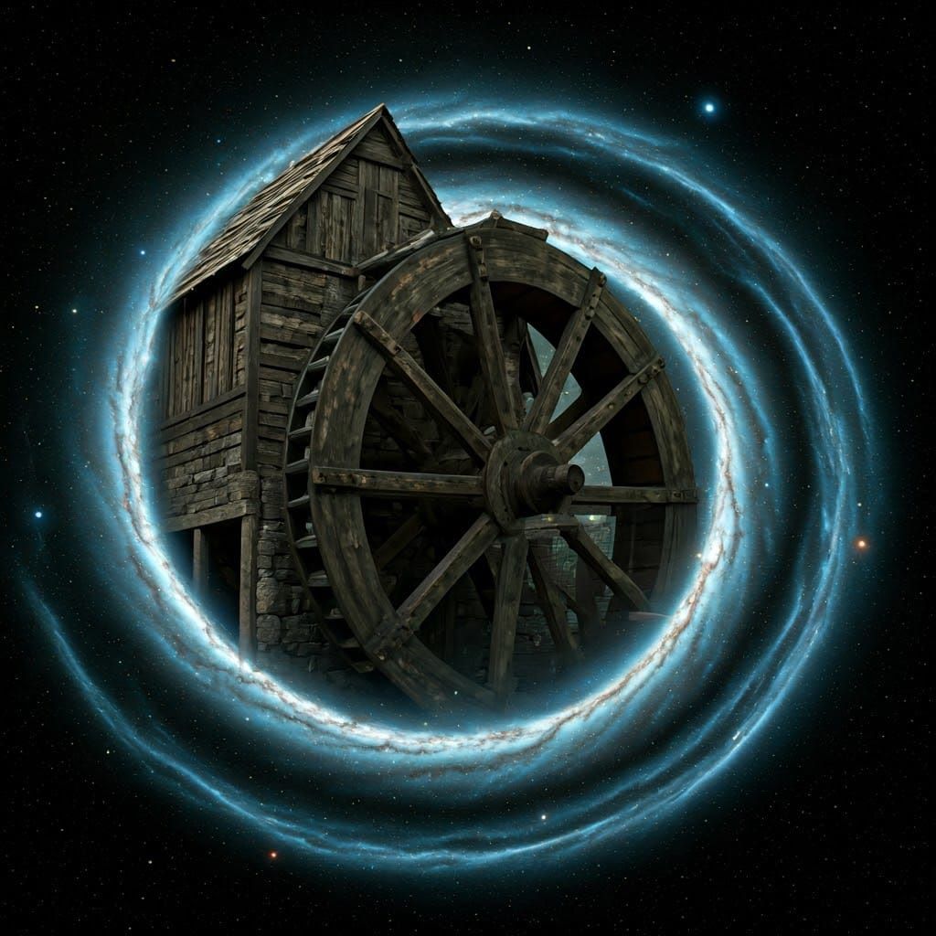 Cosmic watermill moving the stars around