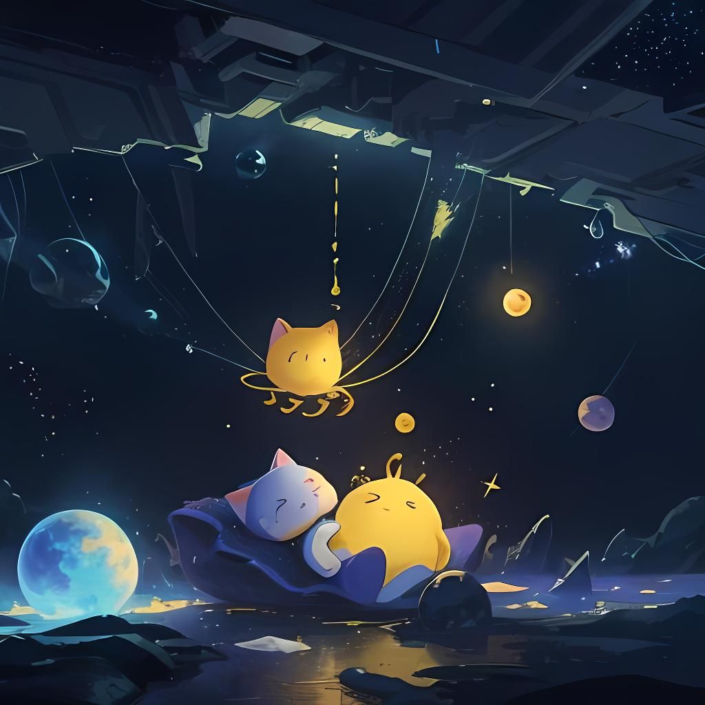 Cute Cat on Planet Plushie in Space