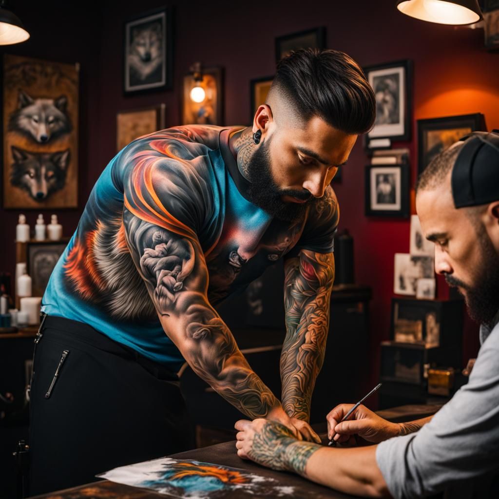 Wolf Tattoo Art: Hyperrealistic Ink in Tattoo Parlor
