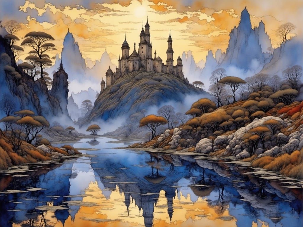 Ancient City Shines in Sunset Reflections