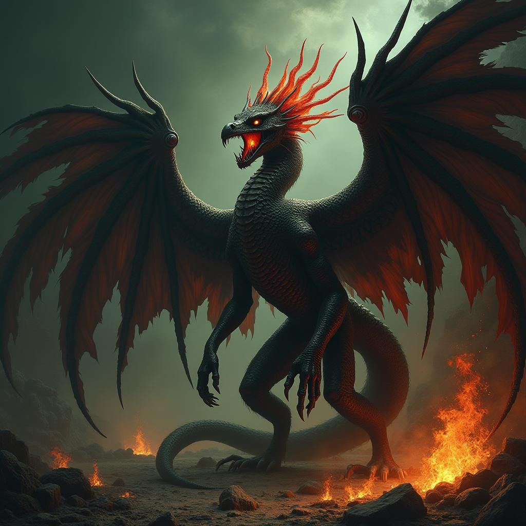 Cobra Phoenix Hybrid in Gothic Dark Fantasy Style