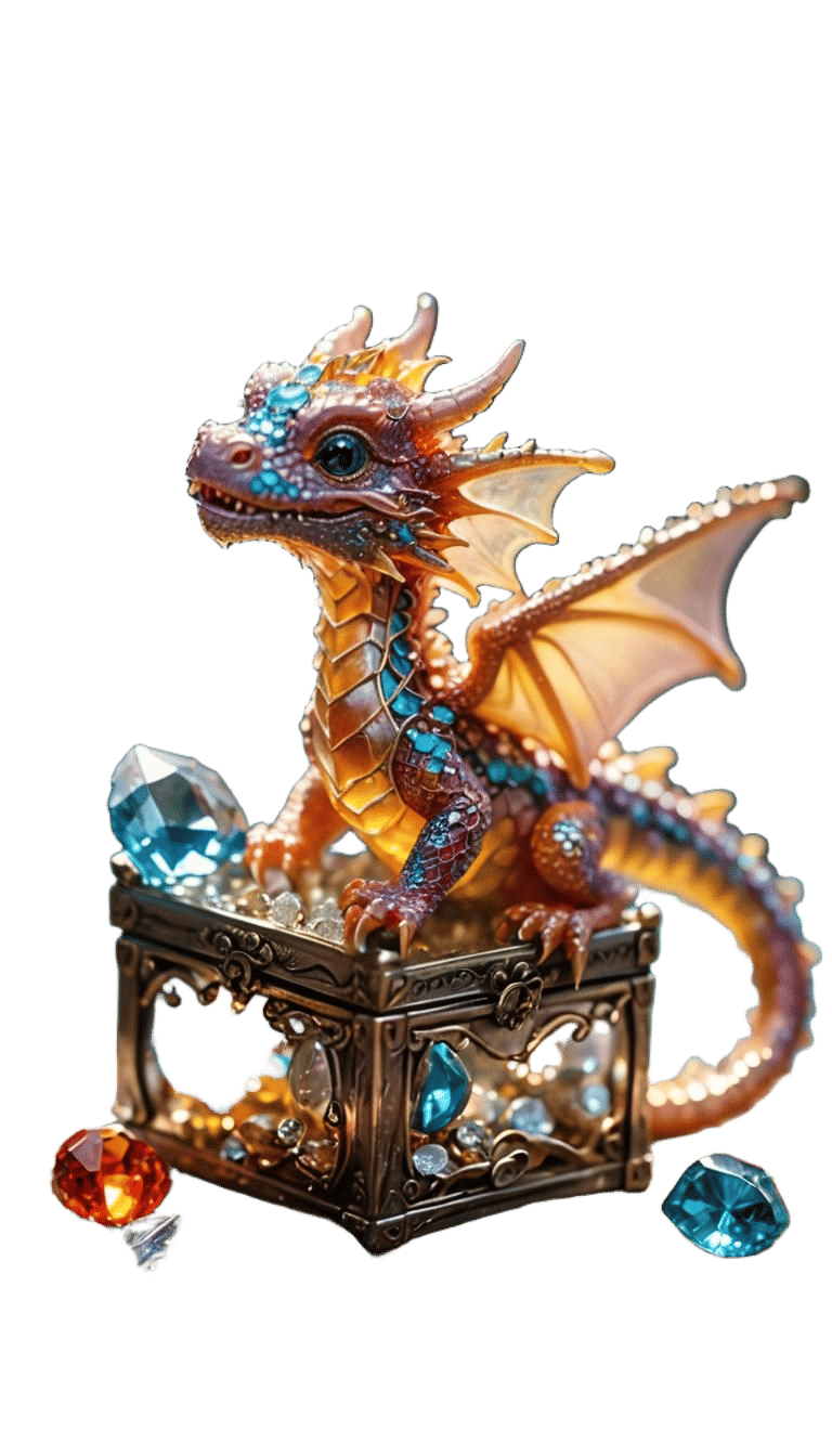 Miniature Dragon in Jewel-Filled Box