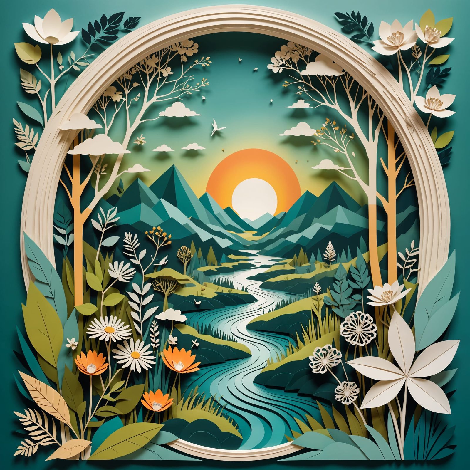 Surreal 3D Paper Collage Landscape