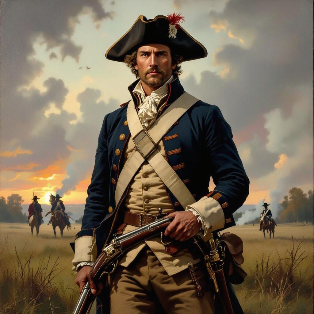 Revolutionary War Soldier on Historic Battlefield