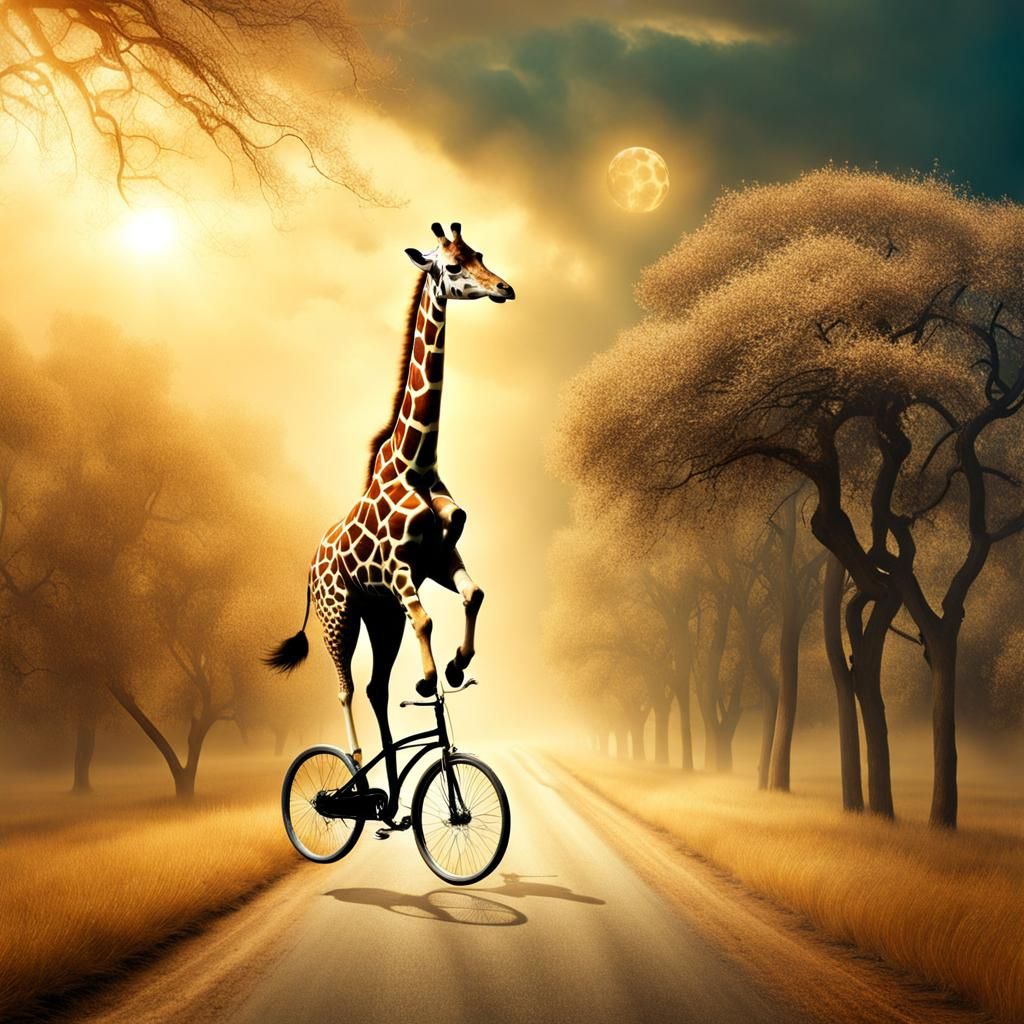 Giraffe on a unicycle
