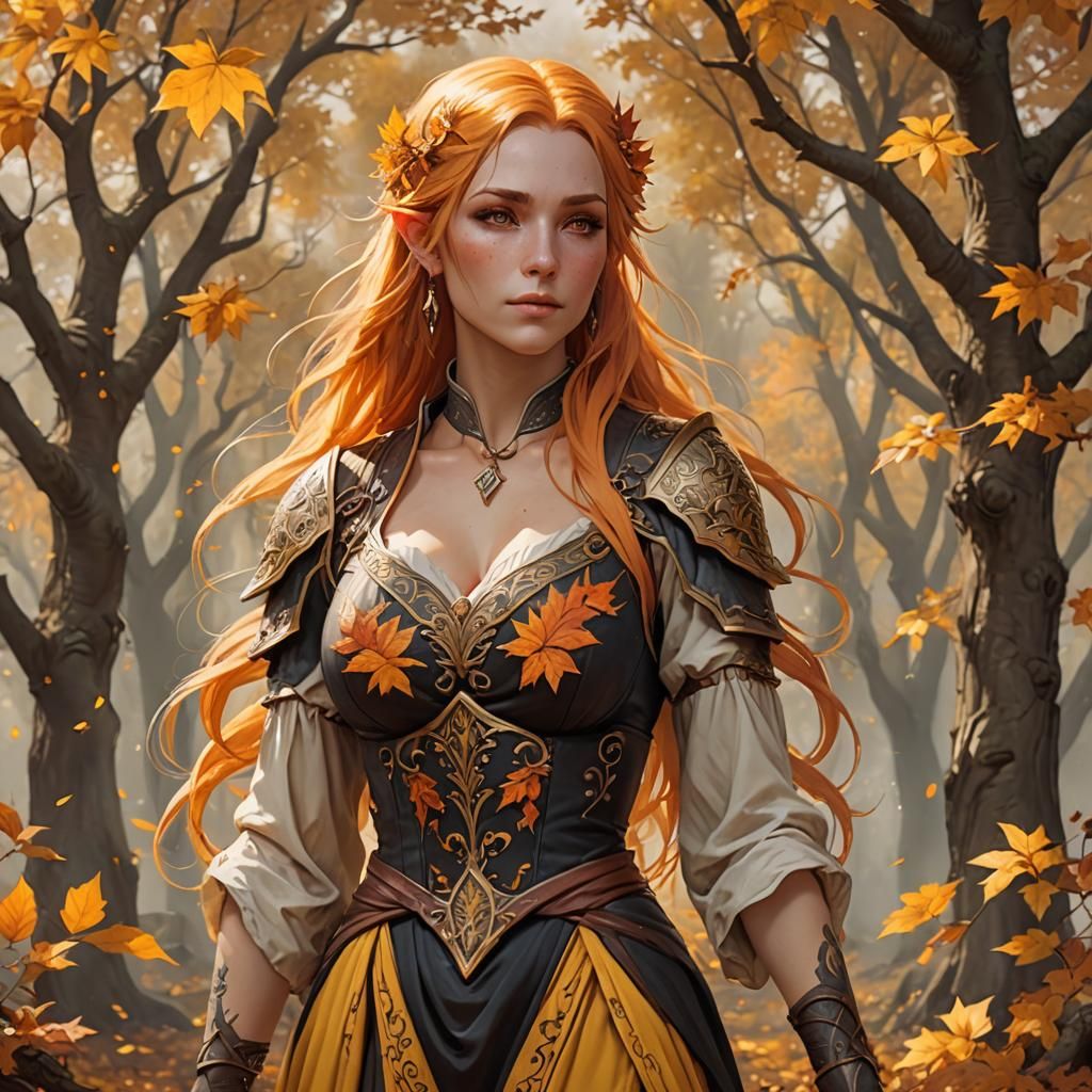 Eladrin Bard in Autumnal Setting