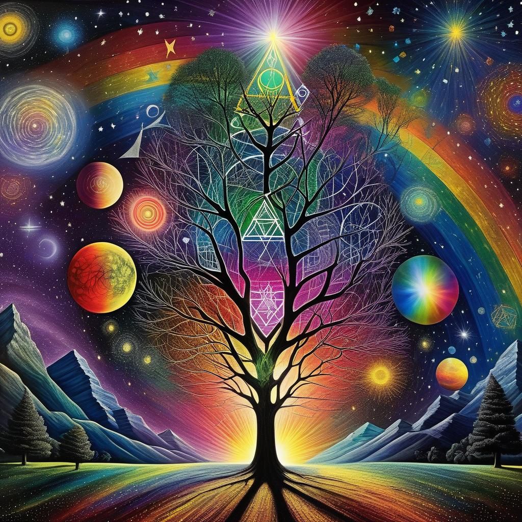 Mystical Kabbalah Tree of Life in Crayon Style