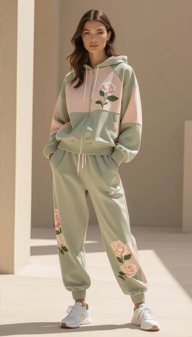 Sporty Rose Tracksuit: Modern Organic Style